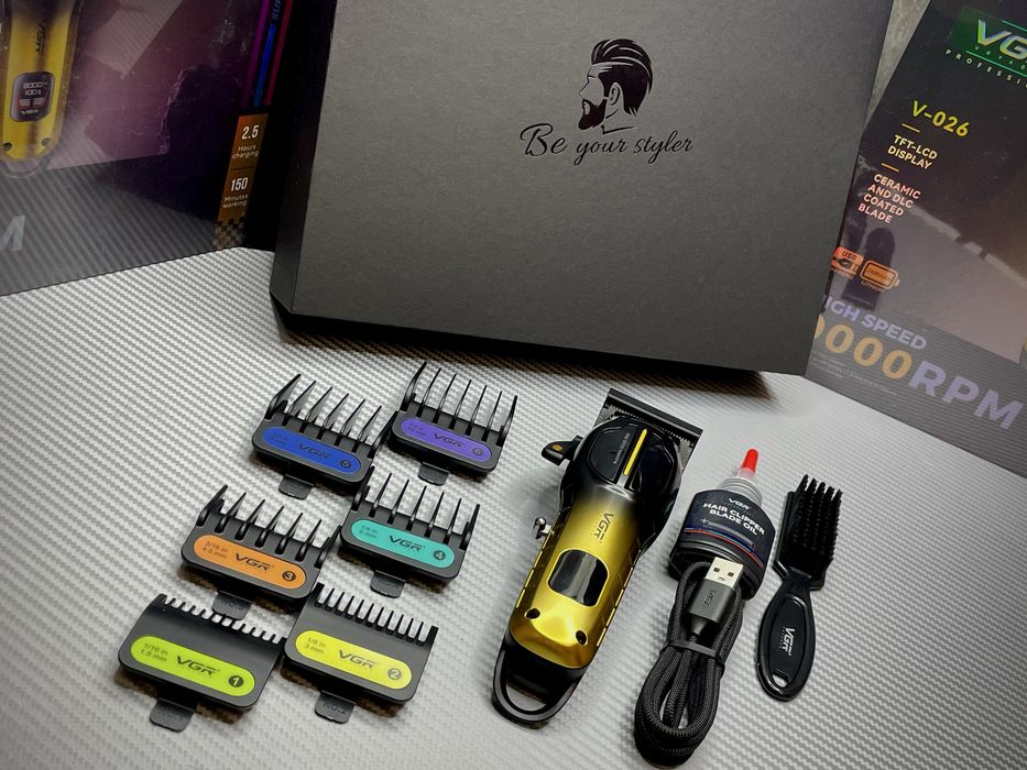 Машинка для стрижки VGR V-026 GOLD|LED|9000об/хв|Подарункова упаковка|