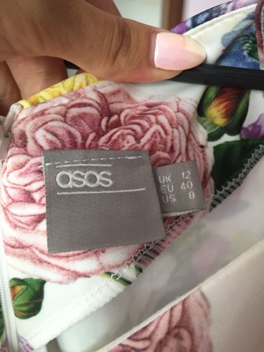 Sukienka Asos 38/40 biała w kwiaty midi