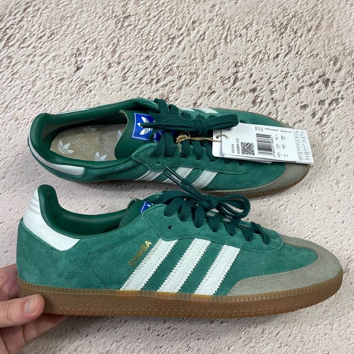 оригінал id2054 нові чоловічі кеди adidas samba og Collegiate Green Gum Grey Toe originals casual