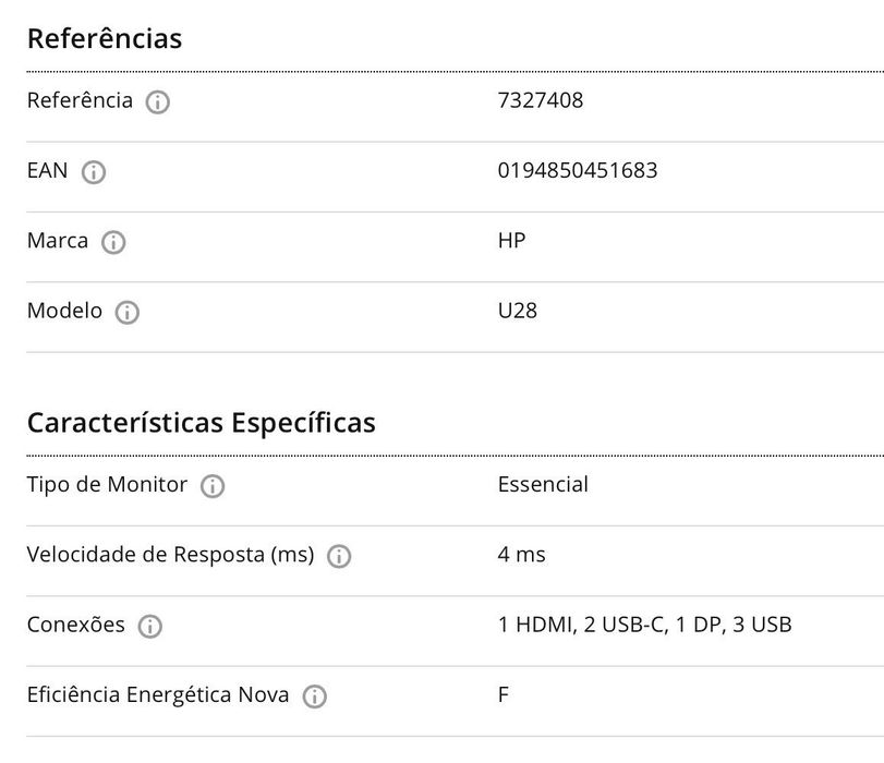 Monitor HP U28 (28” - 4K - ISP)