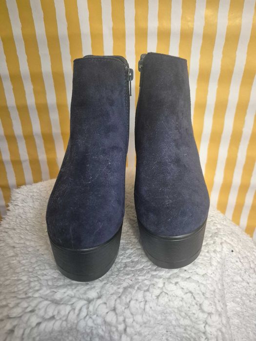 Botins plataforma salto largo azul marinho FCL Fashion tamanho 36