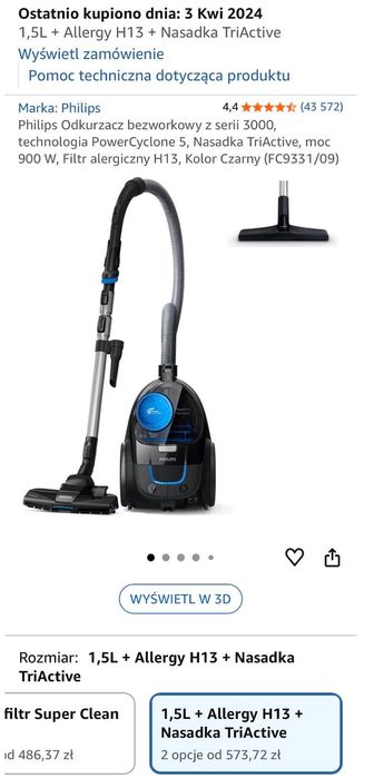 Philips Odkurzacz bezworkowy z serii 3000 używany