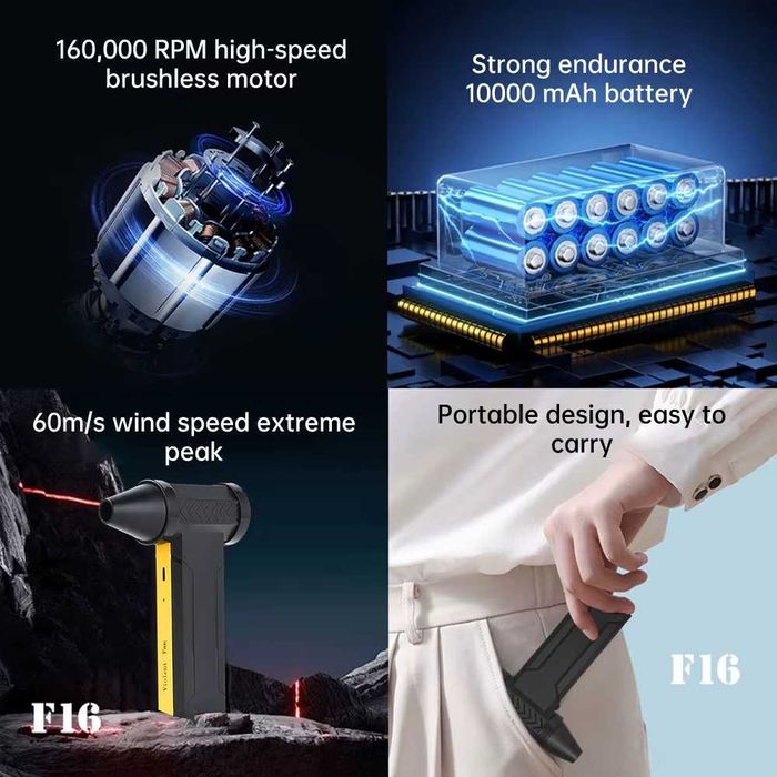 Турбо вентилятор Violent F16 Turbo Jet Fan 160000 RPM повітродувка