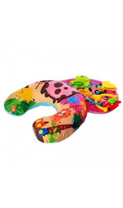 Розвиваюча подушка іграшка з брязкальцями