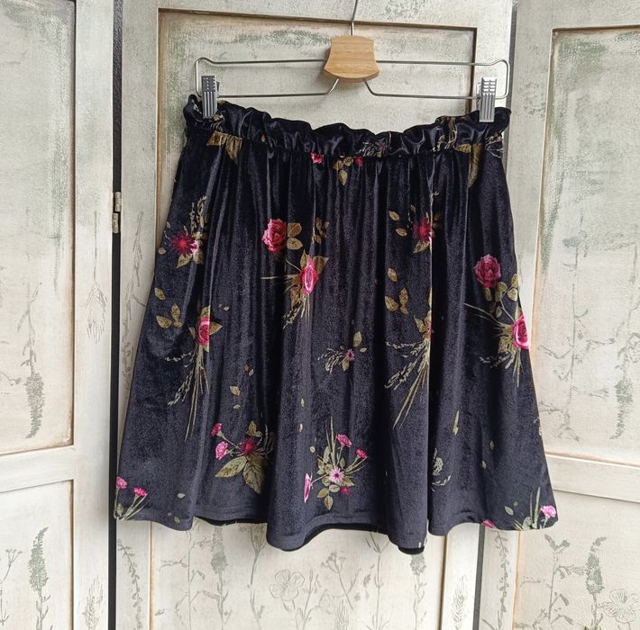 Proces spódnica skirt talia 38x2 M L velvet romantic goth
