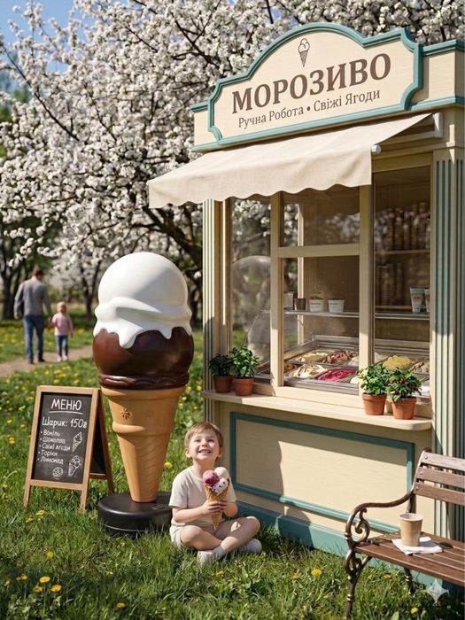 Реклама рожок мороженое муляж обьемное 3D фризер фигура белое