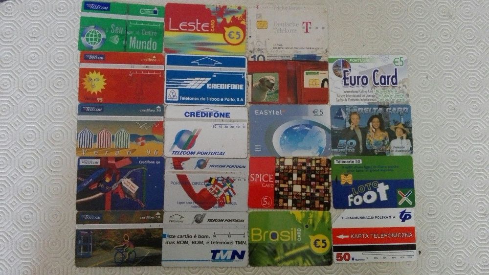 Cartões telefónicos usados para coleção
