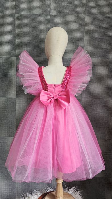 Дитяча рожева малинова пишна сукня Барбі Barbie святкова 4 5 6 7 8 9 р