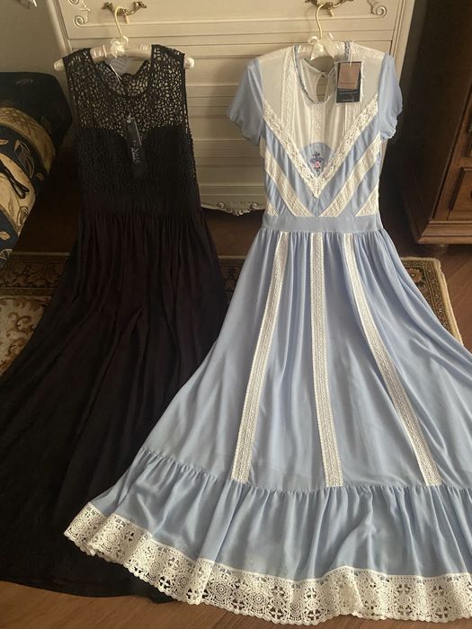 M-L платье женское длинное с карманами хлопок