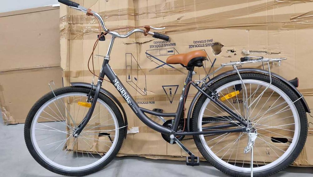 Rower miejski szary Magik Bike Holland Black 26-calowe koła, bagażnik