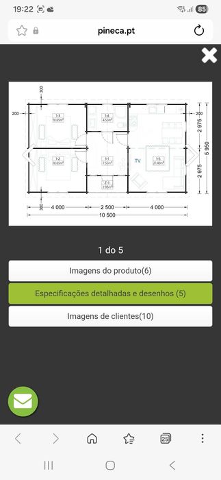 Casa de madeira T2 com 60m2