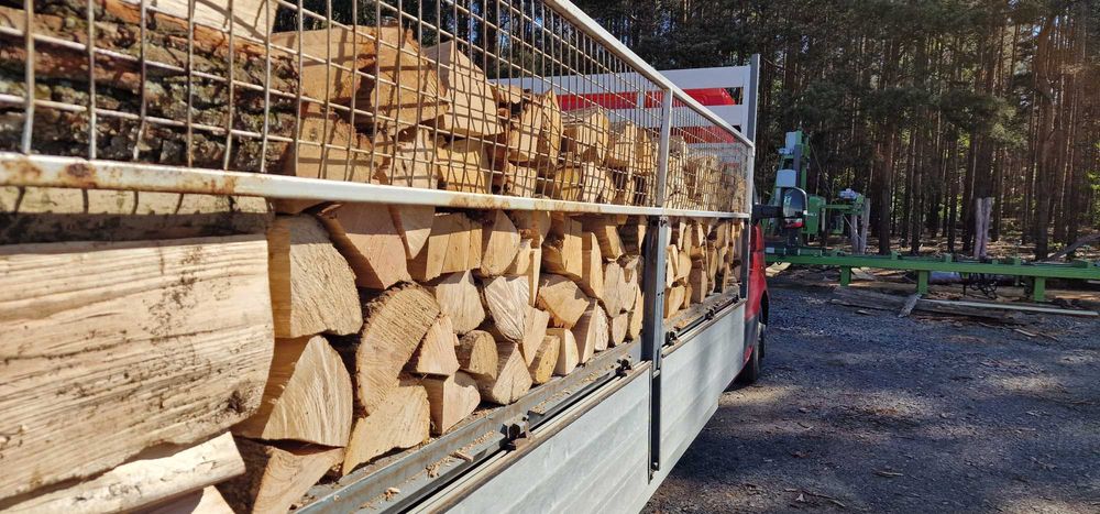 DREWNO KOMINKOWE Opałowe Liściaste SEZONOWANE metry układane Transport