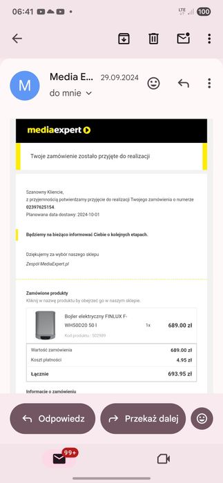 Nowy bojler 50 litrowy