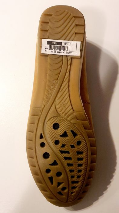 Damskie komfortowe  mokasyny skórzane_CAPRICE_38_Camel_NOWE