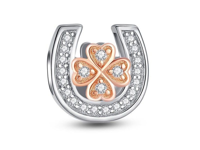 Srebrny Koralik Charms Beads Podkowa Koniczynka Gs089