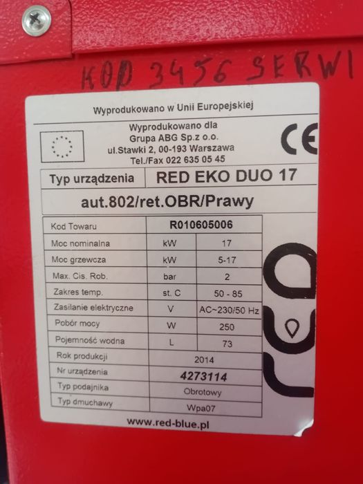 Części do pieca red 17 kw