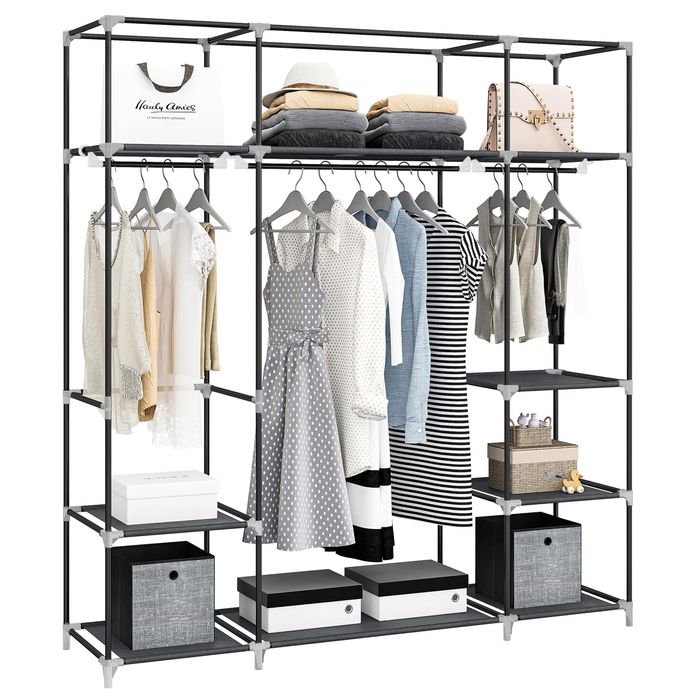 Szafa otwarta garderoba wieszak stojacy na ubrania drążek XXL czarny