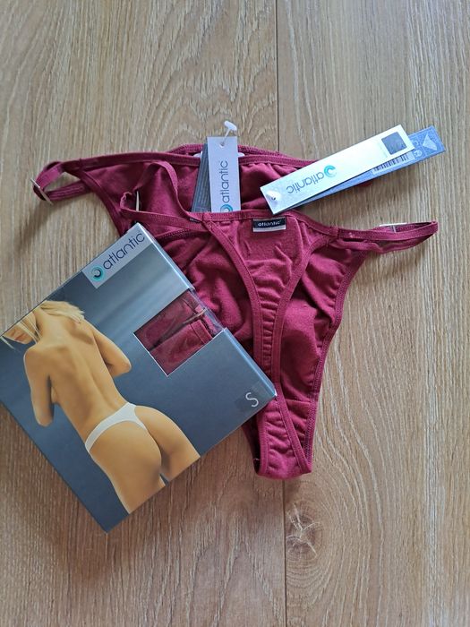 Stringi damskie Atlantic, rozmiar S, 2PACK, bordowe