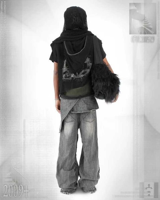 Ranger grey detachable-skirt flared denim Рейджер картель джинсы юбка