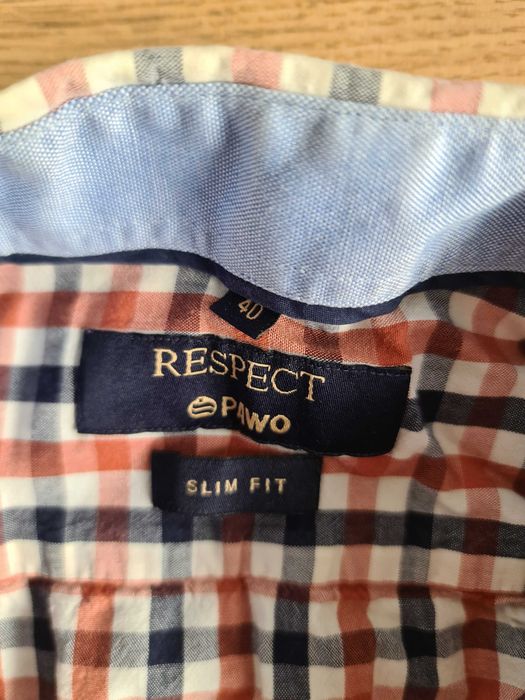 Koszula w kratę męska RESPECT PAWO 40 slim fit