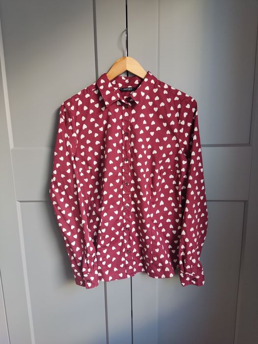 Piękna czerwona bordowa koszula w serca XXL/44 plus size oversize