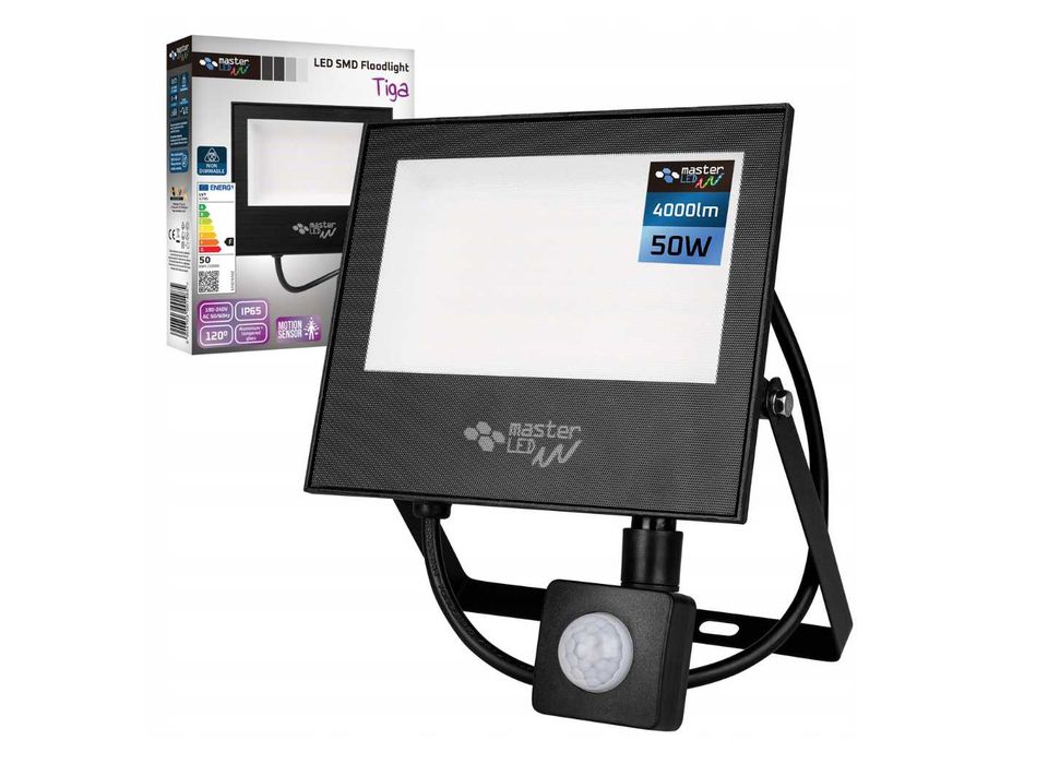 HALOGEN zewnętrzny LED z czujnikiem ruchu naświetlacz lampa 50W 4500K