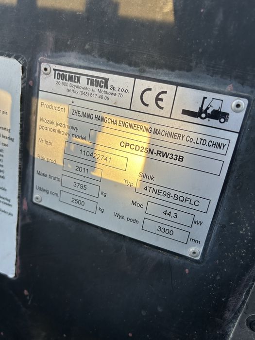 Wózek Hangcha HC Diesel Yanmar 2900 godz widłowy