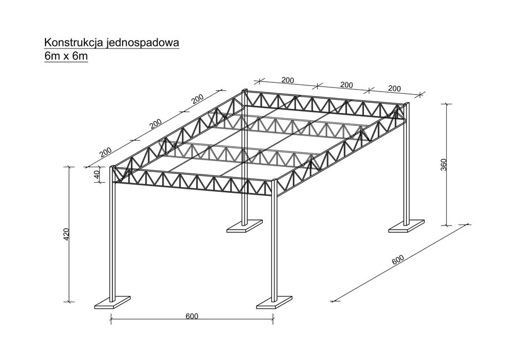 Konstrukcja Stalowa 6x6 - Wiata Garaż Magazyn Carport - Nowa i Solidna