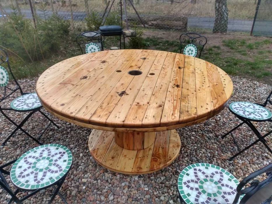 Stół Blat za szpuli 115cm solidny 4,5cm ładne drewno LOFT