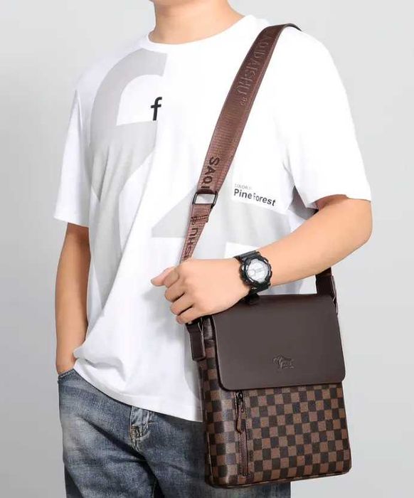 Чоловіча мужская повседневная кожаная сумка планшетка на плече новая