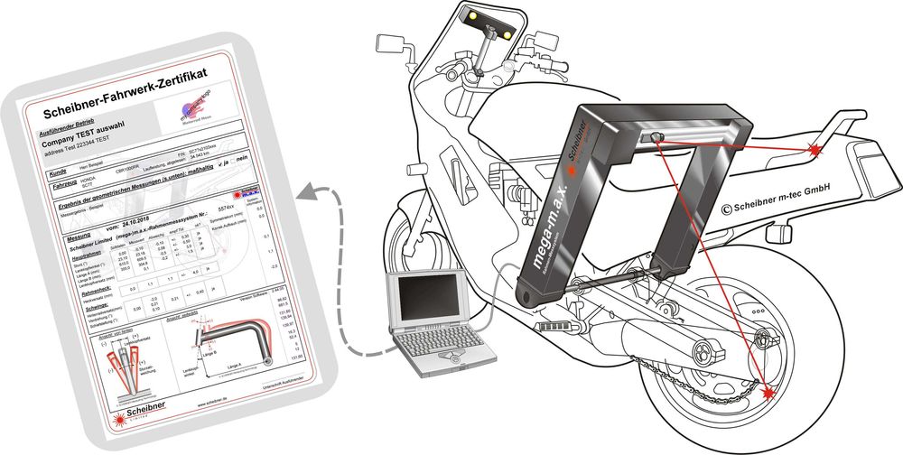 Pomiar ramy motocykla / Laserowa weryfikacja geometrii motocykla