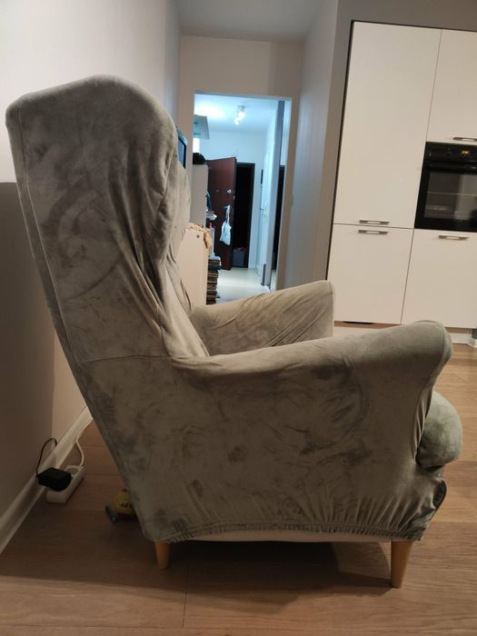 Fotel uszak Ikea Strandmon - szary.