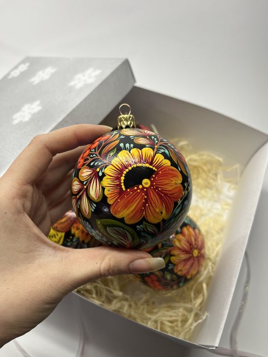 Іграшки новорічні петриківський розпис