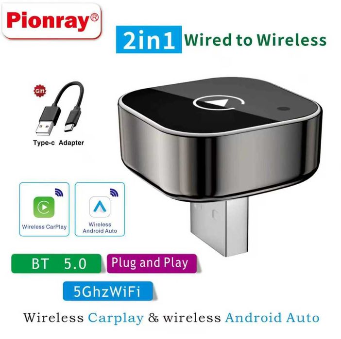 Bezprzewodowy Adapter CarPlay iPhone Android Auto Plug&Play