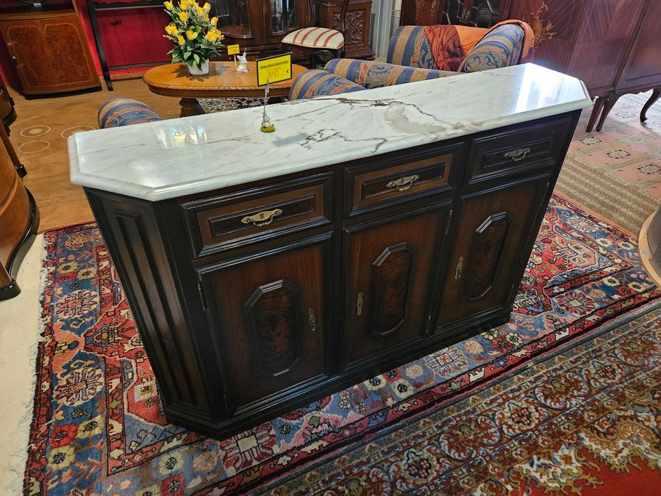 Consola em madeira com tampo em pedra - Muito bom