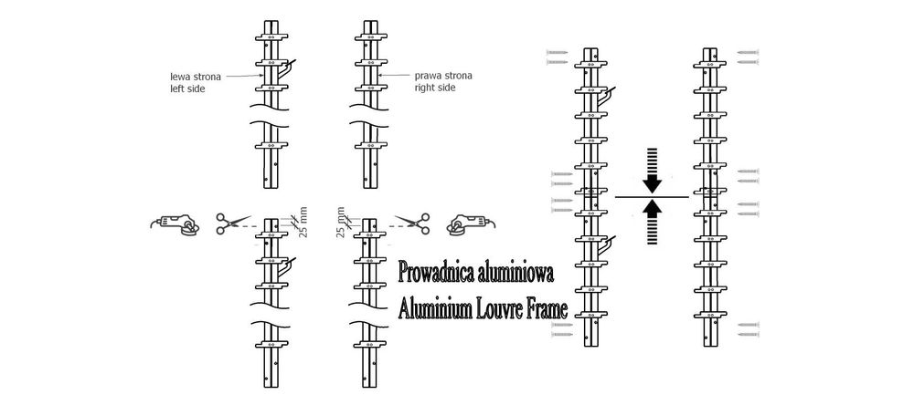 Aluminiowy system prowadzący żaluzji. Schutters