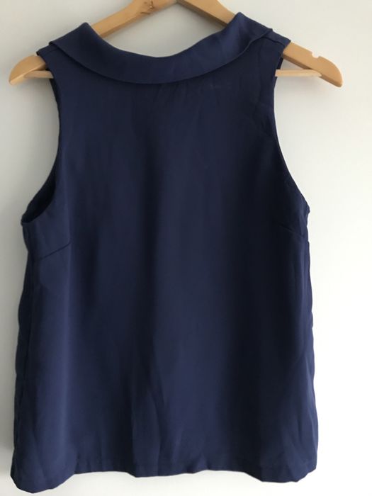 Top Shop granatowa bluzka 40 kolnierz