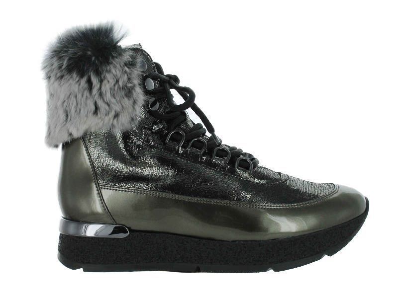 Botki damskie Hogl skórzane ocieplane zielone khaki z futerkiem 36