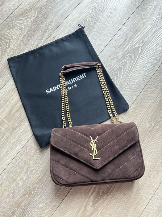 Torebka ysl yves saint laurent brazowa zamszowa