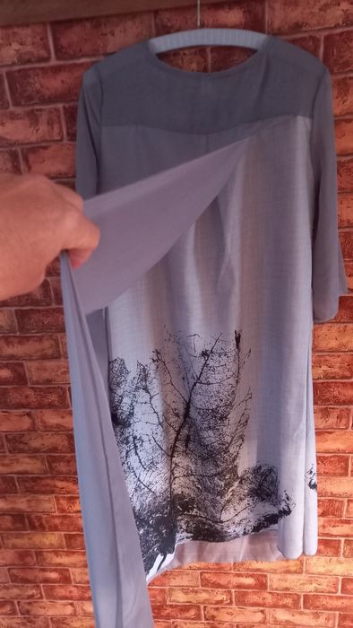 Sukienka nowa popielata wyjściowa rozmiar XL szerokość pachy 51-52 cm,