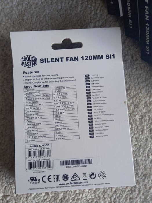 8 Ventiladores 120 mm Standard Case Fan 3 pin, Sleeve (Cooler Master)