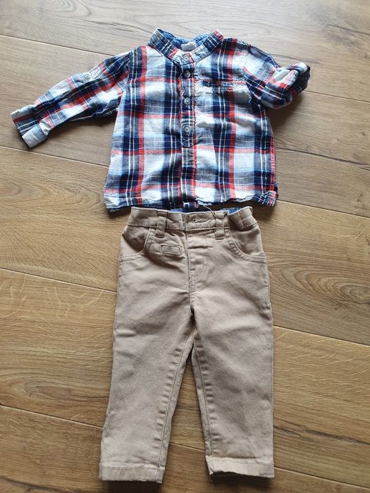 Koszula h&m spodnie f&f 68 elegancki komplet niemowlęcy