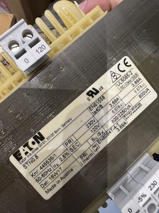 Eaton трансформатор управління 230В/120В