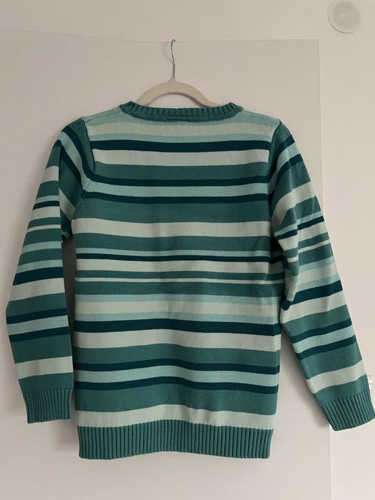 Sweterek w paski niebieski turkusowy bawełniany