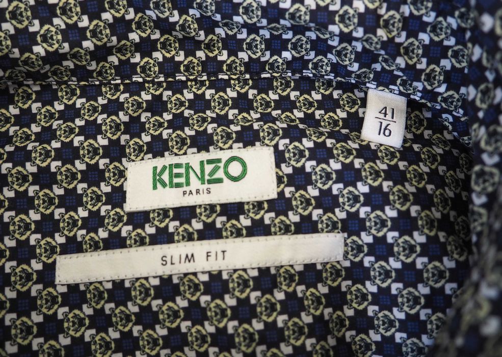 Kenzo _mini tiger print curved hem shirt_koszula męska_S/M_slim fit