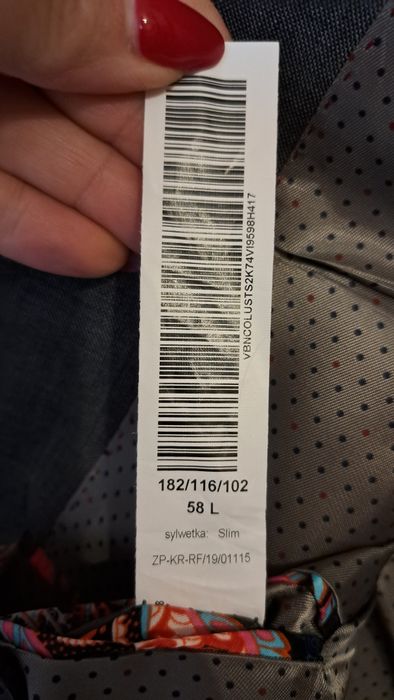 100% wełna 182/116/102 58 L Vistula garnitur slim  1 raz ubrany jak no
