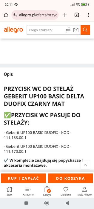 Przycisk do spłuczki czarny mat