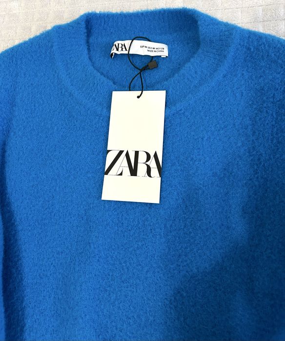 Zara niebieski krótki sweterek oversize M