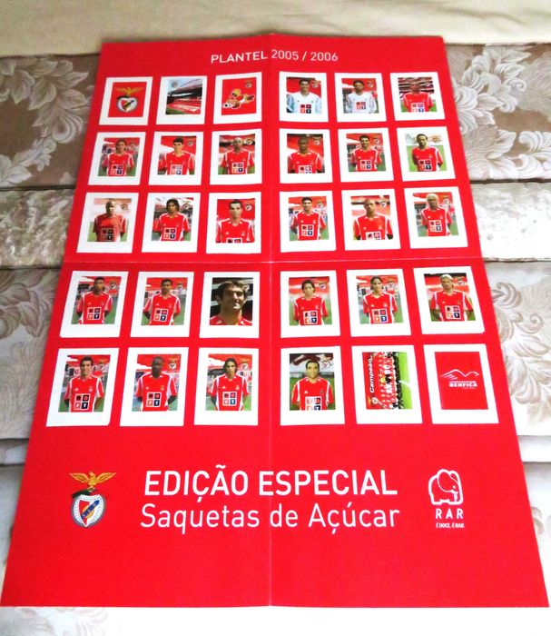 RARIDADE - Saquetas de açúcar com cromos (Plantel SLBenfica) 2005/06