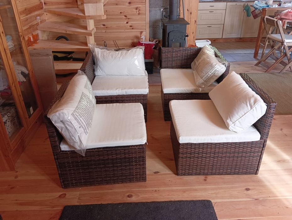 Meble ogrodowe rattanowe brązowe